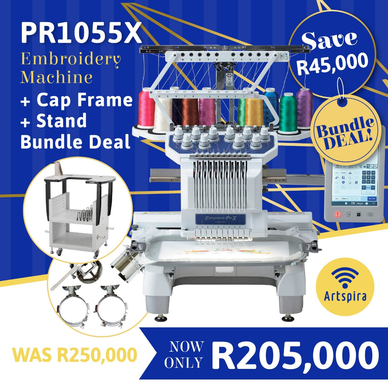 Brother PR1055X Professional Multi Needle Embroidery Machine